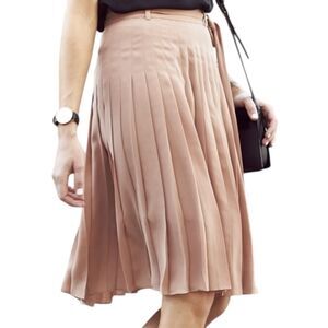 Ann Taylor Feminine Dusty Rose Waffle Pleat Corporate‎ Office Skirt Size 4